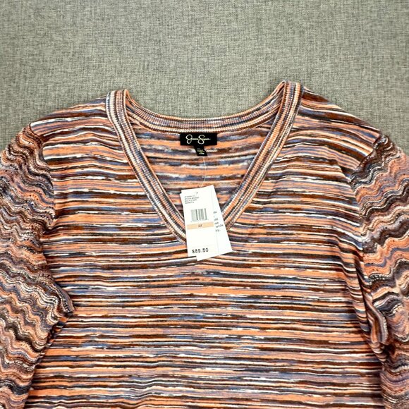 NEW Jessica Simpson Long Sleeve Top Striped Multicolor Flare Wide Sleeves 2X $89 - Picture 5 of 15